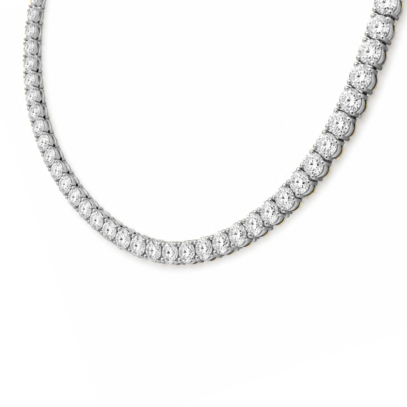 Round Cut Tennis Necklace in 18K Gold, Lab-Grown Diamond