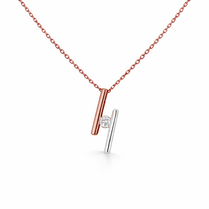 Two Tone Tension-Set Diamond Necklace in 18K Gold, Lab-Grown Diamond