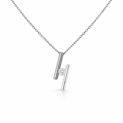 Two Tone Tension-Set Diamond Necklace in 18K Gold, Lab-Grown Diamond