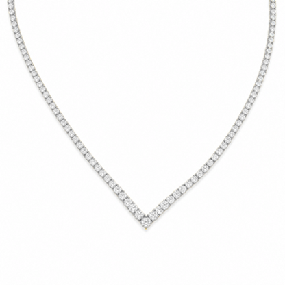 V-Shape Tennis Necklace in 18K Gold, Lab-Grown Diamond