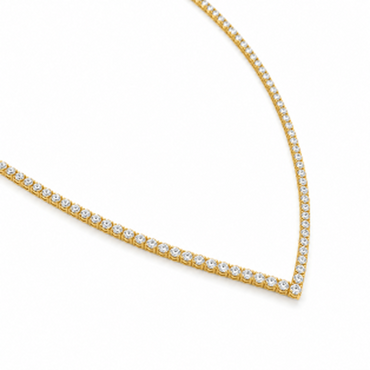 V-Shape Tennis Necklace in 18K Gold, Lab-Grown Diamond