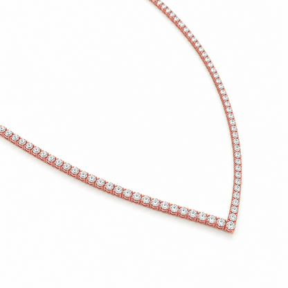 V-Shape Tennis Necklace in 18K Gold, Lab-Grown Diamond