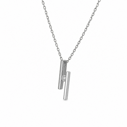 Two Tone Tension-Set Diamond Necklace in 18K Gold, Lab-Grown Diamond
