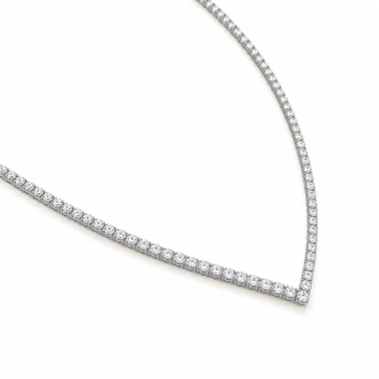 V-Shape Tennis Necklace in 18K Gold, Lab-Grown Diamond