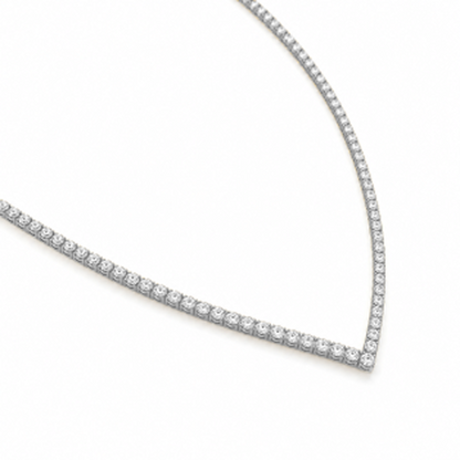 V-Shape Tennis Necklace in 18K Gold, Lab-Grown Diamond