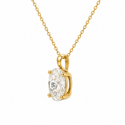 Oval Cut Diamond Necklace in 18K Gold, Lab-Grown Diamond