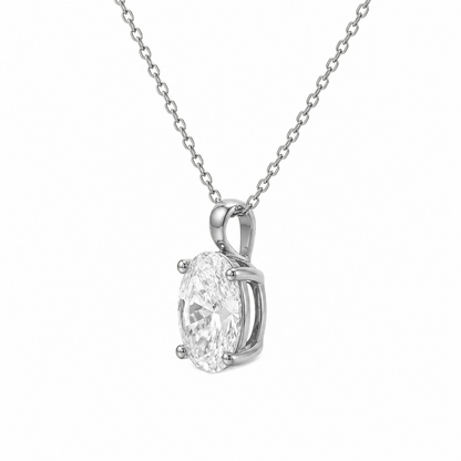 Oval Cut Diamond Necklace in 18K Gold, Lab-Grown Diamond