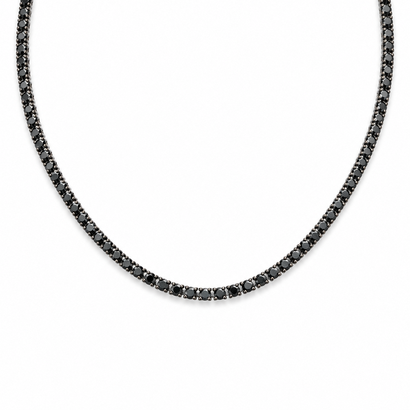 Black Diamond Tennis Necklace in 18K Gold, Lab-Grown Diamond