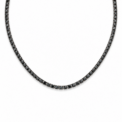 Black Diamond Tennis Necklace in 18K Gold, Lab-Grown Diamond