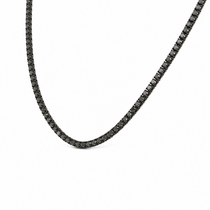 Black Diamond Tennis Necklace in 18K Gold, Lab-Grown Diamond
