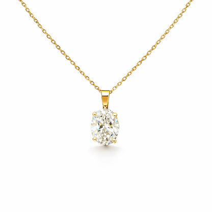 Oval Cut Diamond Necklace in 18K Gold, Lab-Grown Diamond