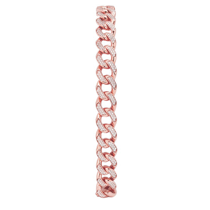 Round Cut Pavé Set Men’s Bracelet in 18K Yellow Gold, Lab-Grown Diamond