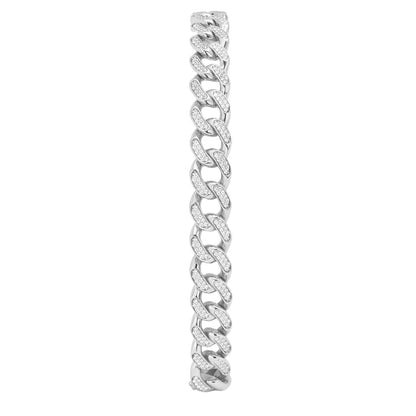 Round Cut Pavé Set Men’s Bracelet in 18K Yellow Gold, Lab-Grown Diamond