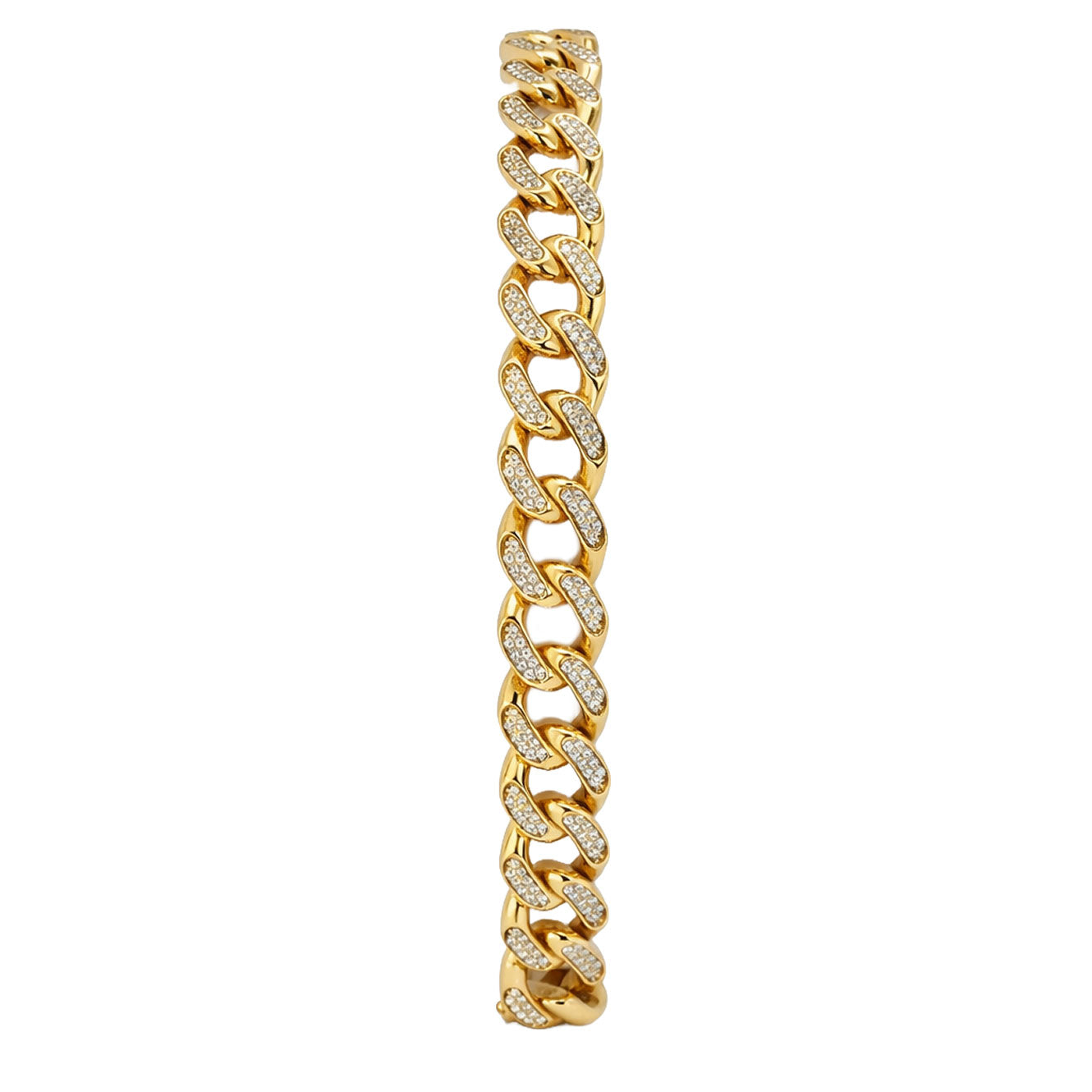 Round Cut Pavé Set Men’s Bracelet in 18K Yellow Gold, Lab-Grown Diamond
