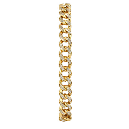 Round Cut Pavé Set Men’s Bracelet in 18K Yellow Gold, Lab-Grown Diamond