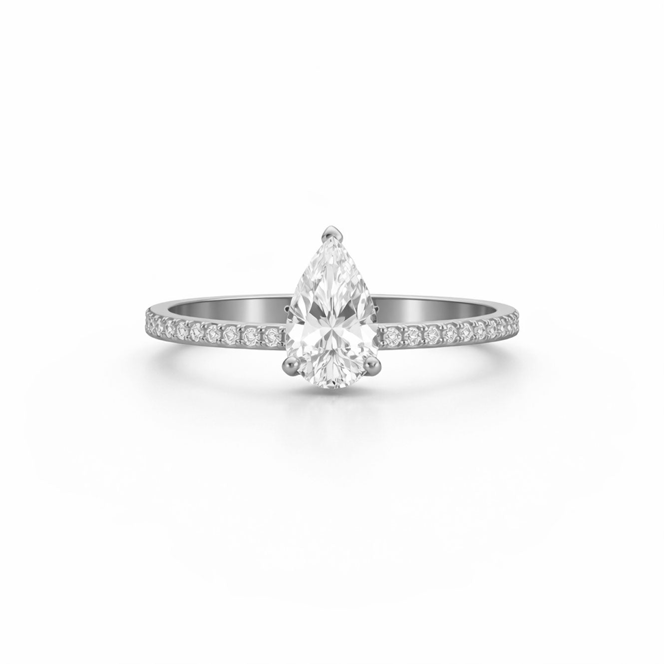 Pear Cut Classic Engagement Ring in 18K Gold, Lab-Grown Diamond