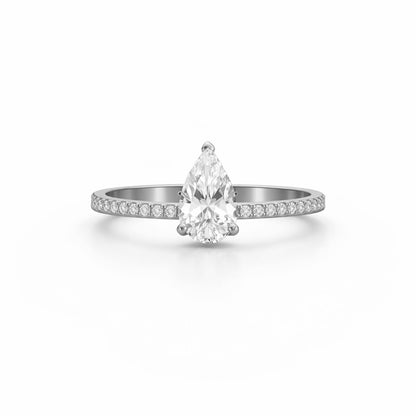 Pear Cut Classic Engagement Ring in 18K Gold, Lab-Grown Diamond