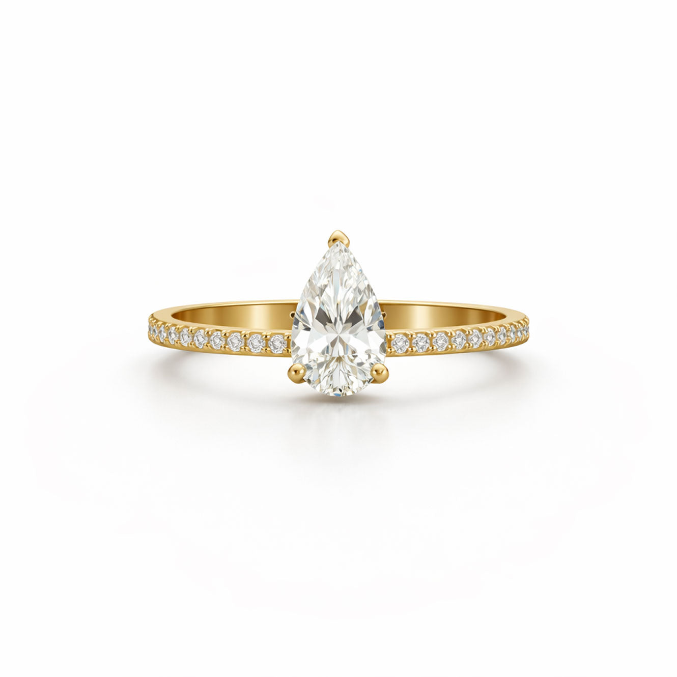 Pear Cut Classic Engagement Ring in 18K Gold, Lab-Grown Diamond