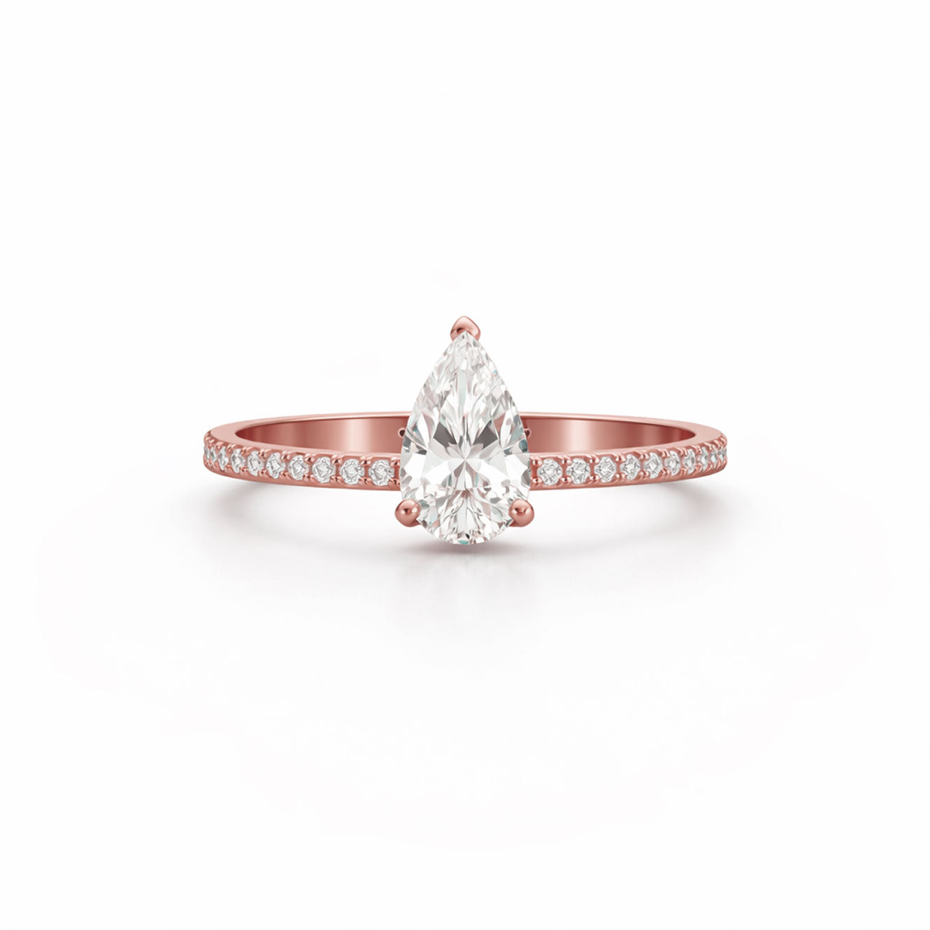 Pear Cut Classic Engagement Ring in 18K Gold, Lab-Grown Diamond