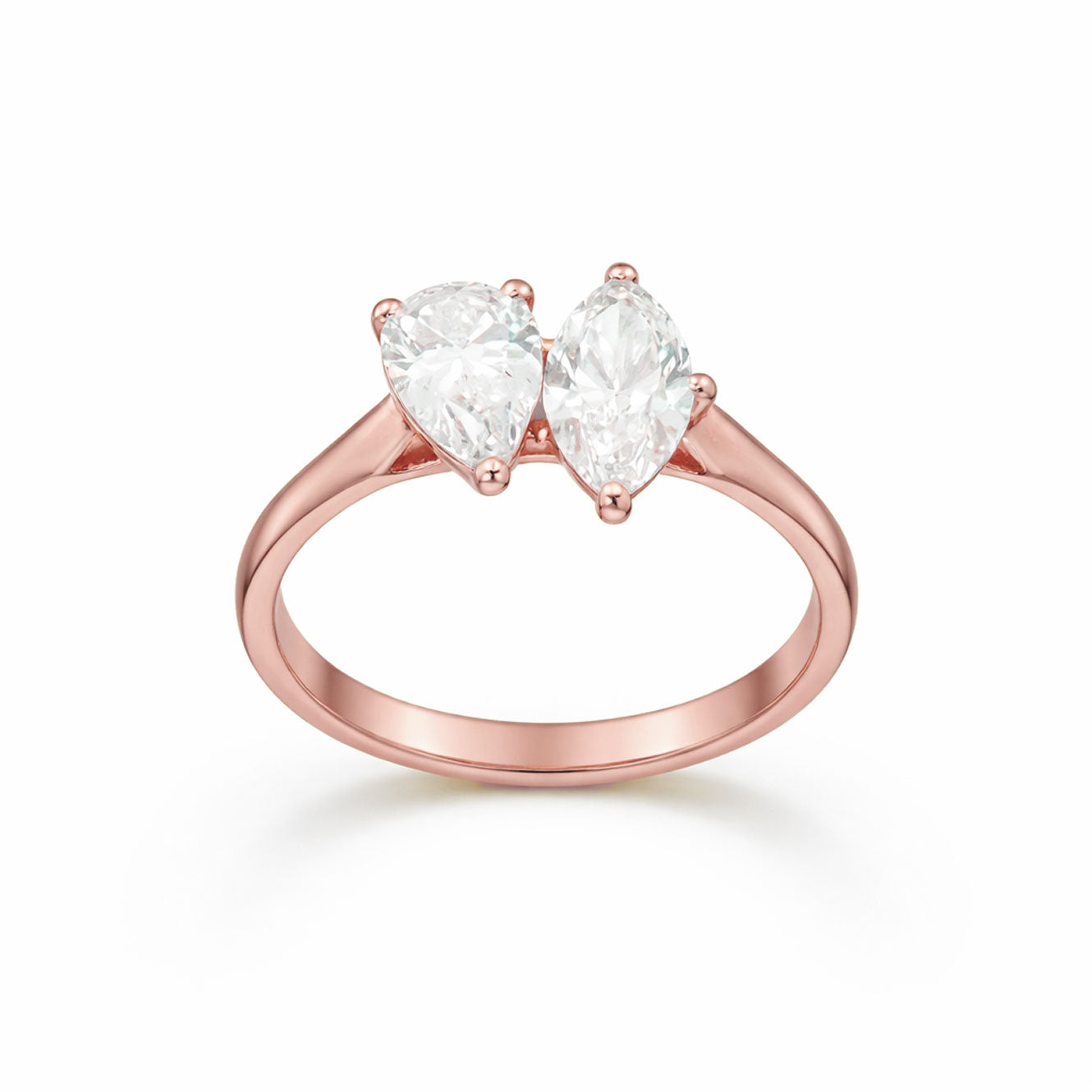 Pear & Marquise Cut Two-Stone Engagement Ring in 18K Gold, Lab-Grown Diamond