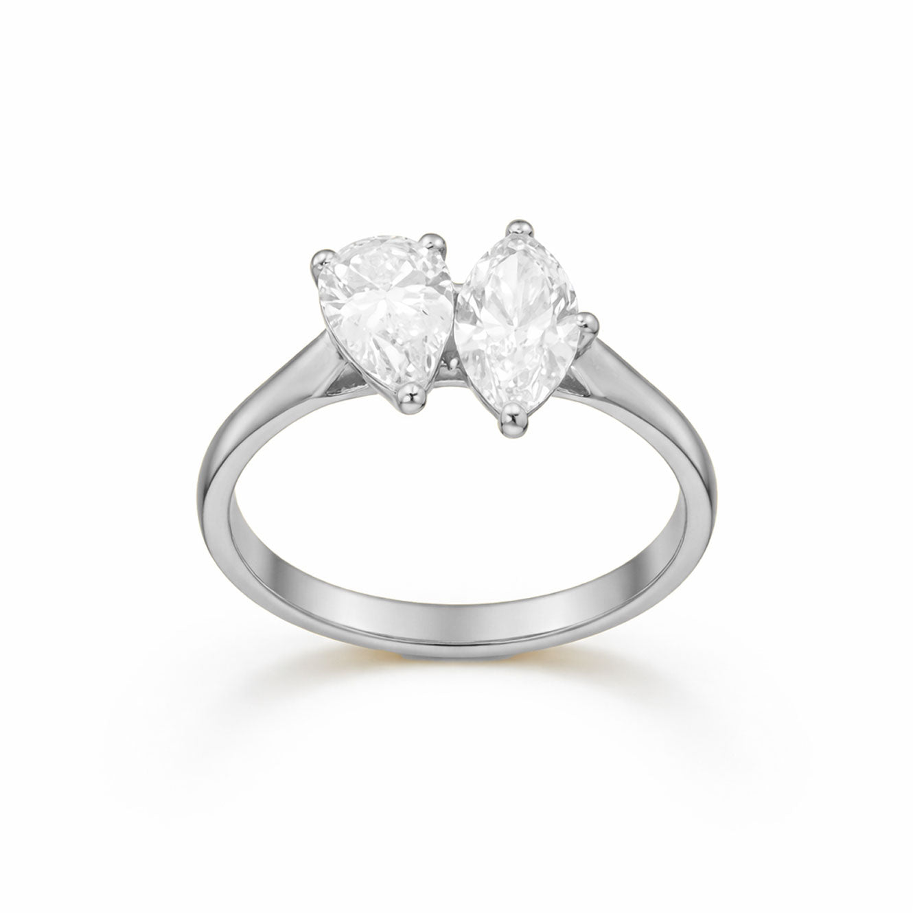 Pear & Marquise Cut Two-Stone Engagement Ring in 18K Gold, Lab-Grown Diamond