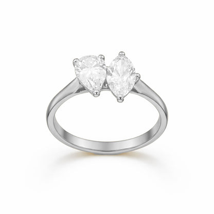 Pear & Marquise Cut Two-Stone Engagement Ring in 18K Gold, Lab-Grown Diamond