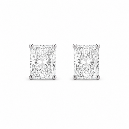 Radiant Cut Stud Earrings in 18K Gold, Lab-Grown Diamond