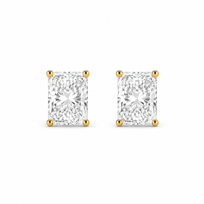 Radiant Cut Stud Earrings in 18K Gold, Lab-Grown Diamond