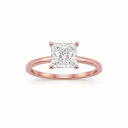 Four-Prong Princess Cut Engagement Ring in 18K Gold, Lab-Grown Diamond