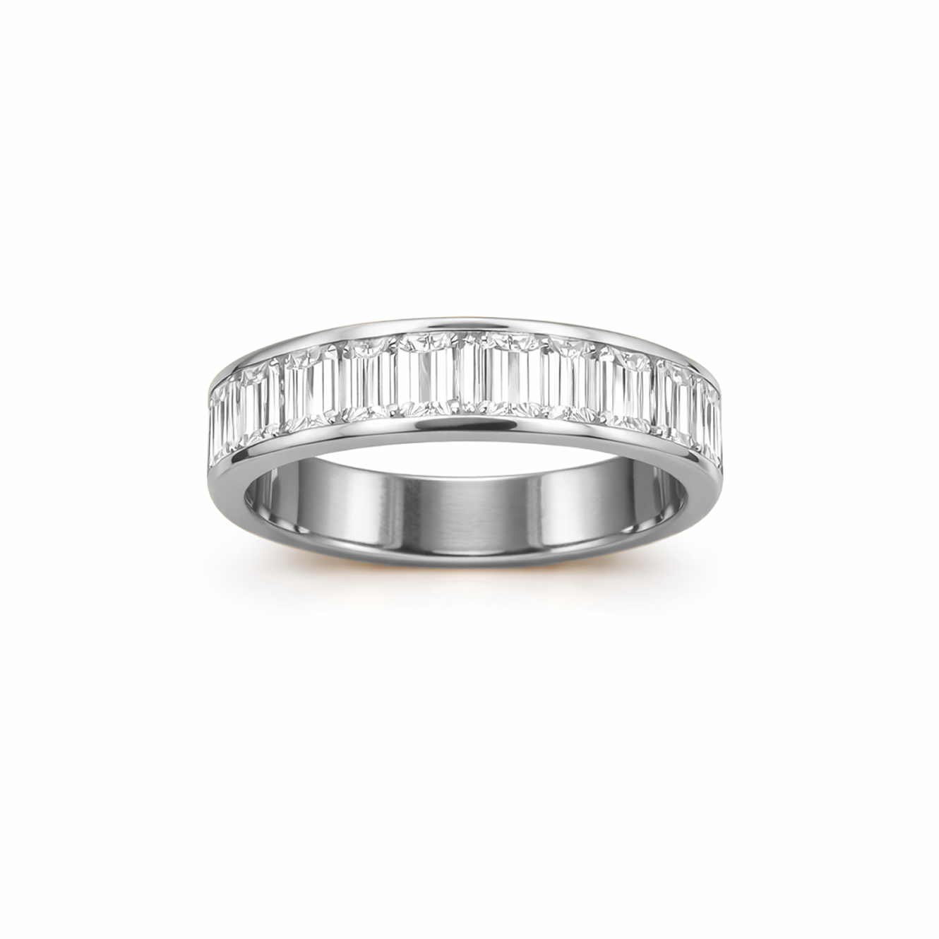 Baguette Cut Channel-Set Wedding Ring in 18K Gold, Lab-Grown Diamond
