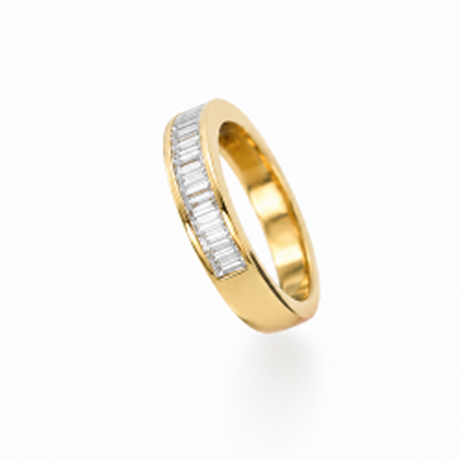 Baguette Cut Channel-Set Wedding Ring in 18K Gold, Lab-Grown Diamond