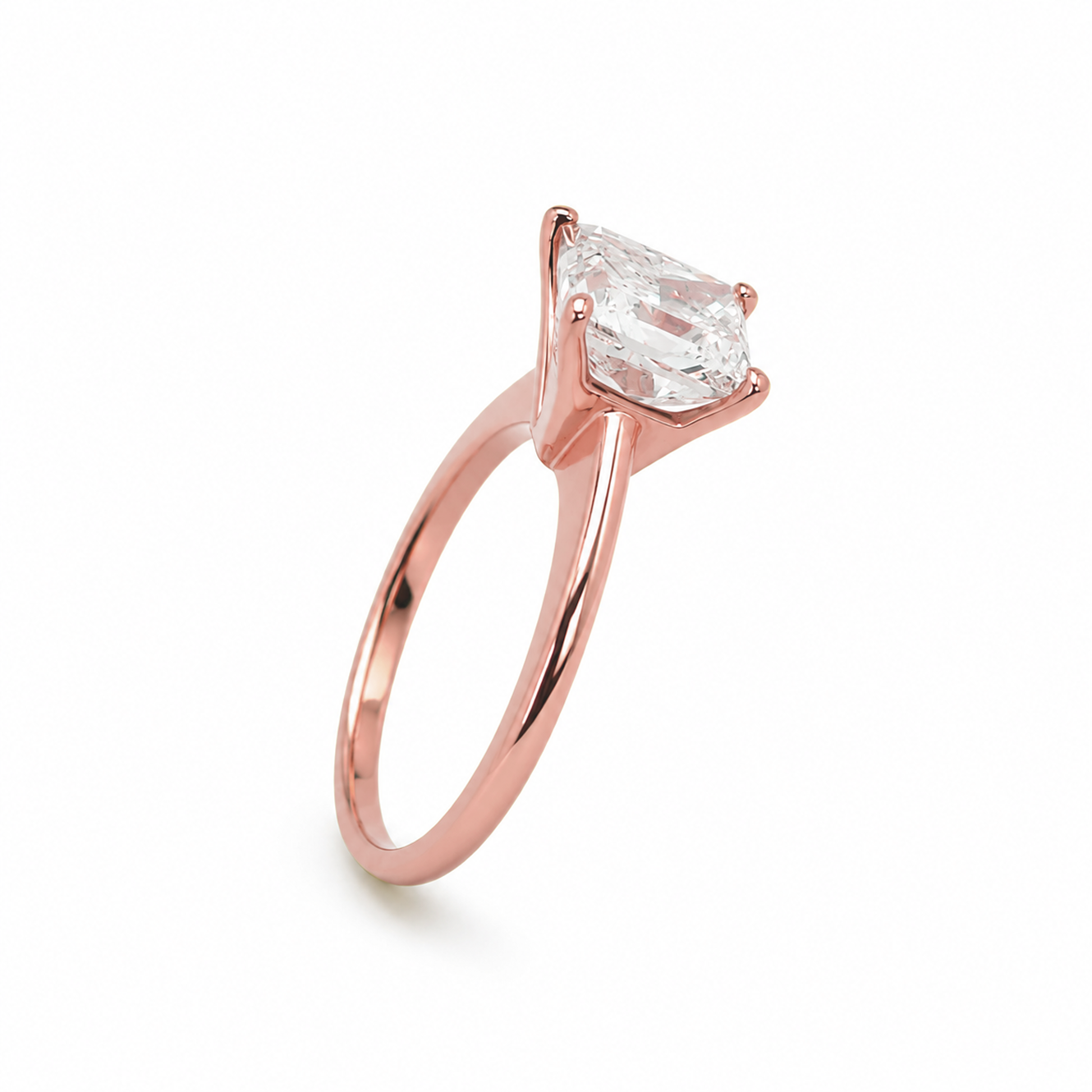 Four-Prong Princess Cut Engagement Ring in 18K Gold, Lab-Grown Diamond