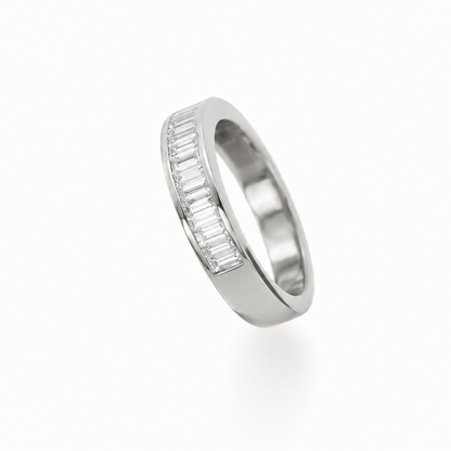 Baguette Cut Channel-Set Wedding Ring in 18K Gold, Lab-Grown Diamond