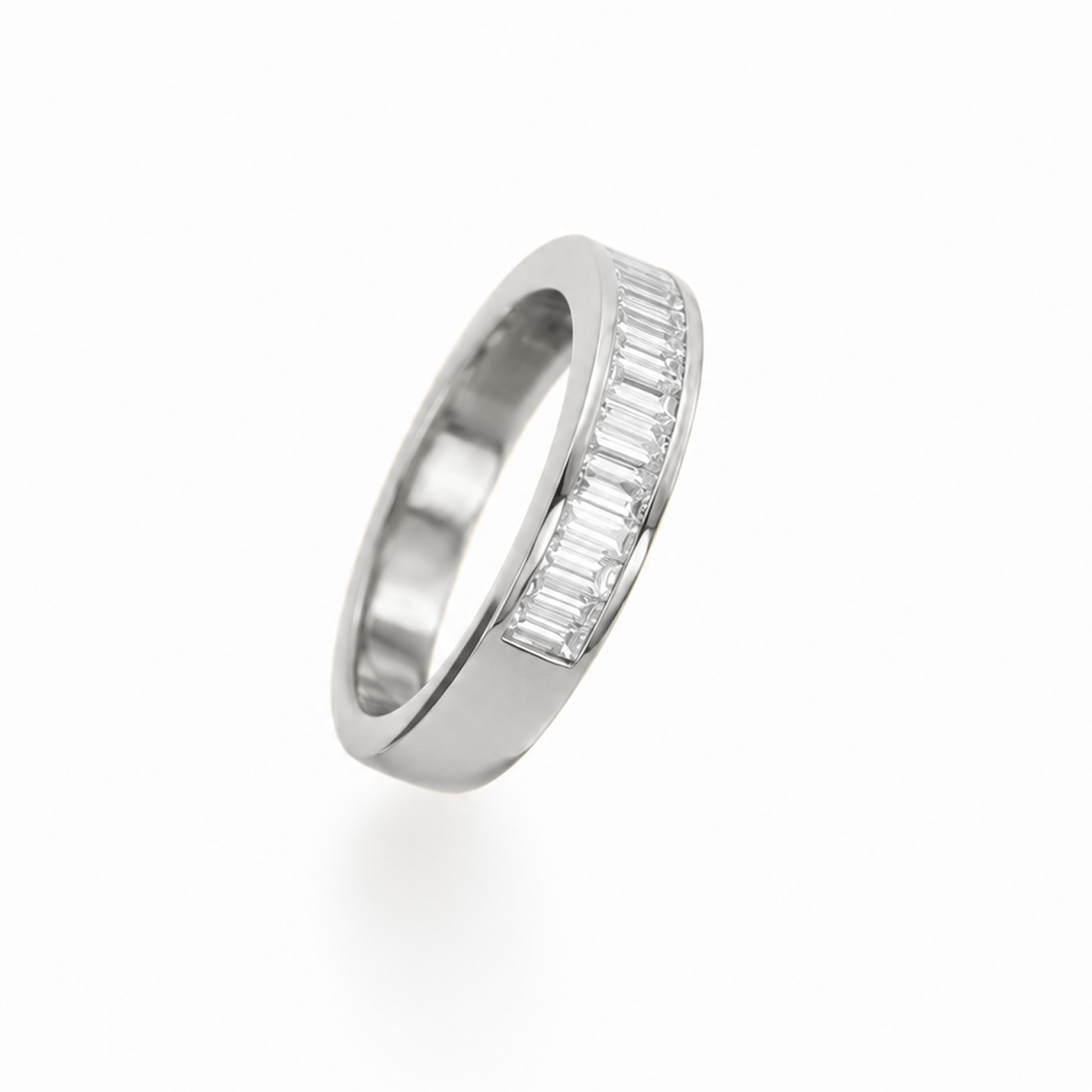 Baguette Cut Channel-Set Wedding Ring in 18K Gold, Lab-Grown Diamond