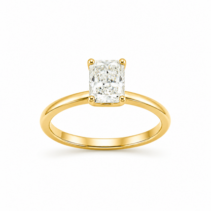 Radiant Cut Solitaire Engagement Ring in 18K Gold, Lab-Grown Diamond
