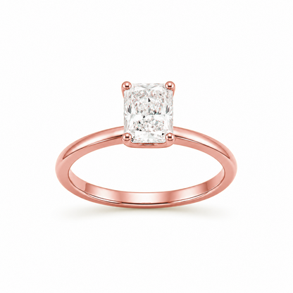 Radiant Cut Solitaire Engagement Ring in 18K Gold, Lab-Grown Diamond