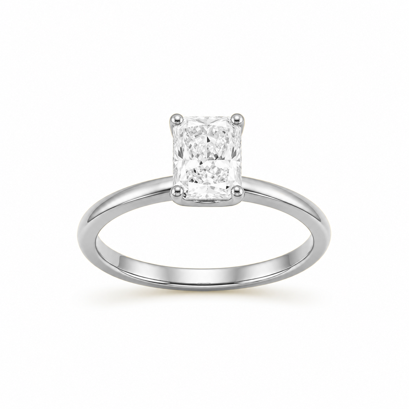 Radiant Cut Solitaire Engagement Ring in 18K Gold, Lab-Grown Diamond
