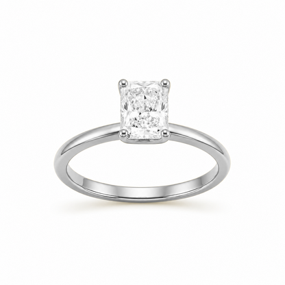 Radiant Cut Solitaire Engagement Ring in 18K Gold, Lab-Grown Diamond