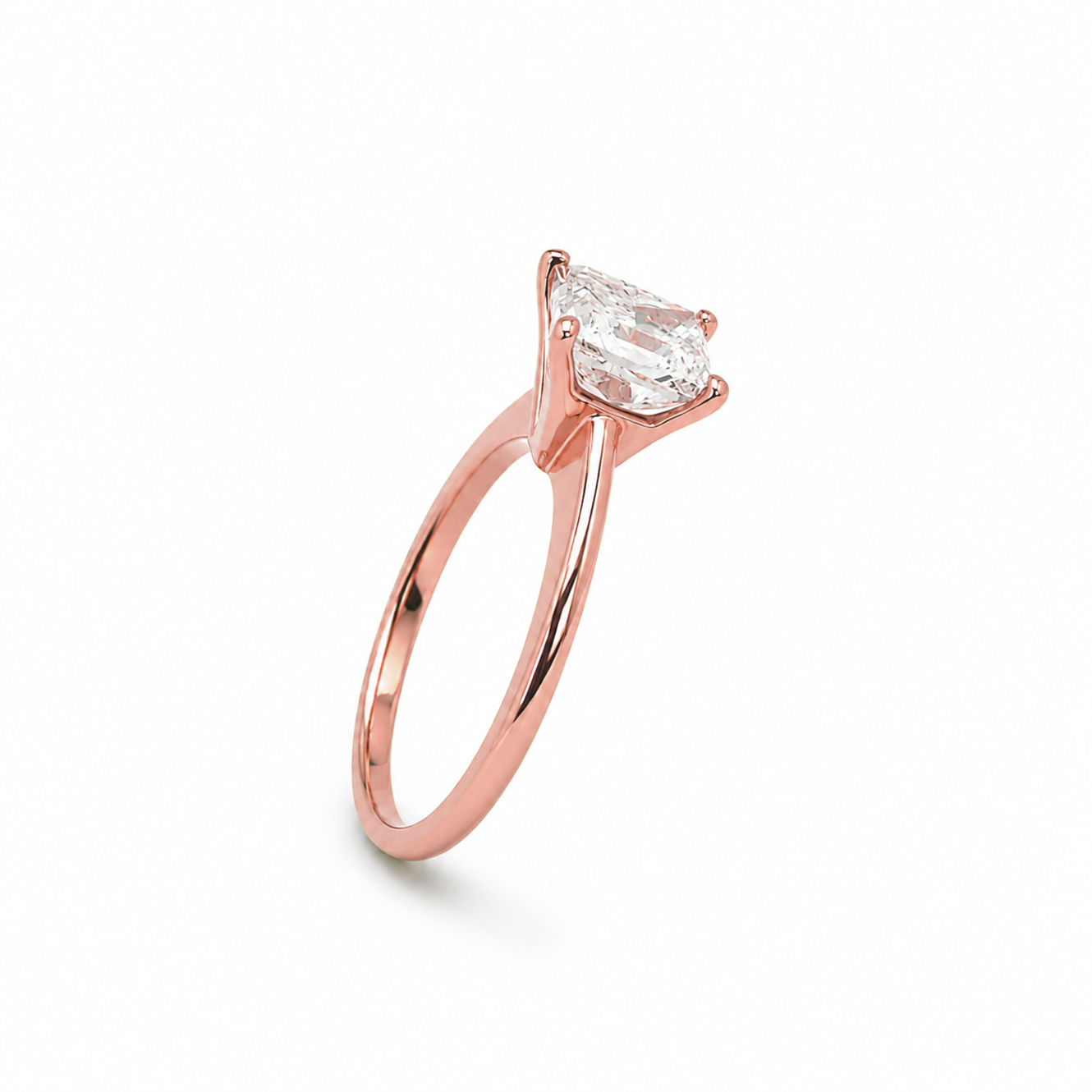 Radiant Cut Solitaire Engagement Ring in 18K Gold, Lab-Grown Diamond