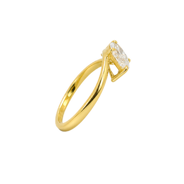 Contoured Marquise Cut Engagement Ring in 18K Gold, Lab-Grown Diamond