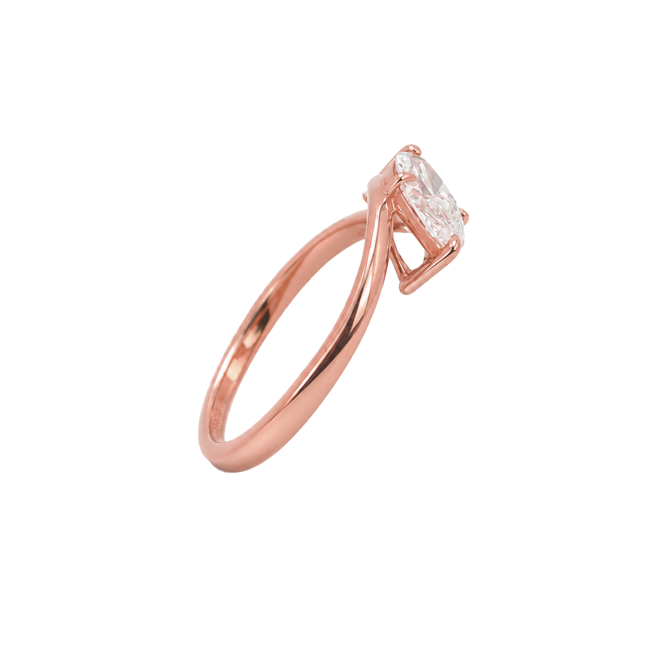 Contoured Marquise Cut Engagement Ring in 18K Gold, Lab-Grown Diamond