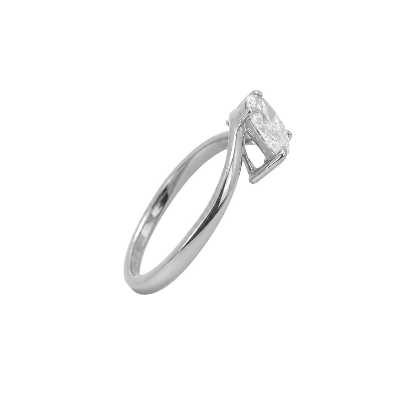 Contoured Marquise Cut Engagement Ring in 18K Gold, Lab-Grown Diamond