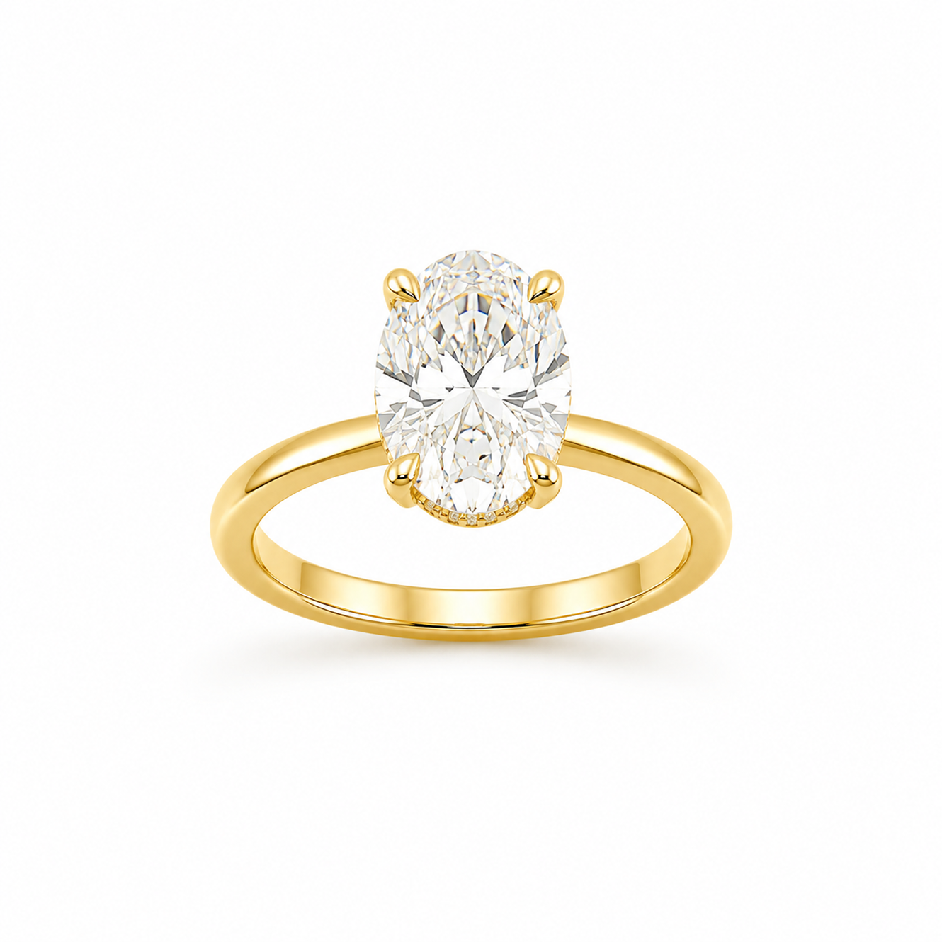 Oval Cut Solitaire Engagement Ring in 18K Gold, Lab-Grown Diamond