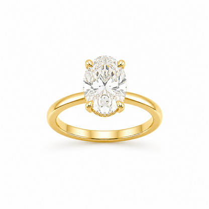 Oval Cut Solitaire Engagement Ring in 18K Gold, Lab-Grown Diamond