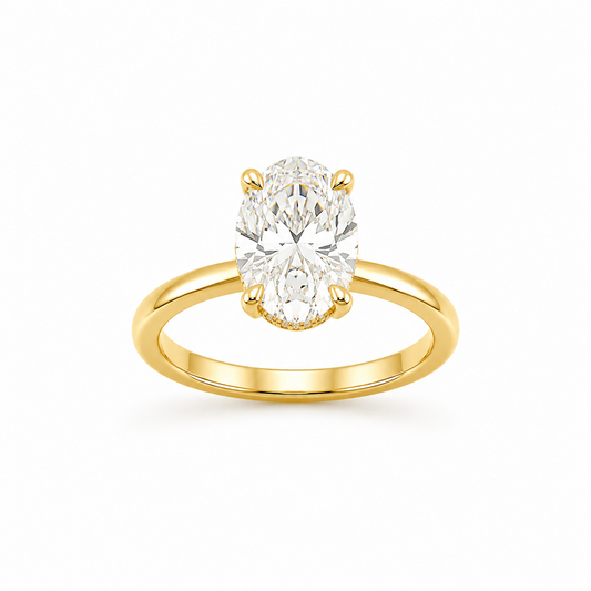 Oval Cut Solitaire Engagement Ring in 18K Gold, Lab-Grown Diamond