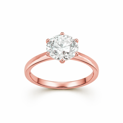 Round Cut Solitaire Engagement Ring in 18K Gold, Lab-Grown Diamond
