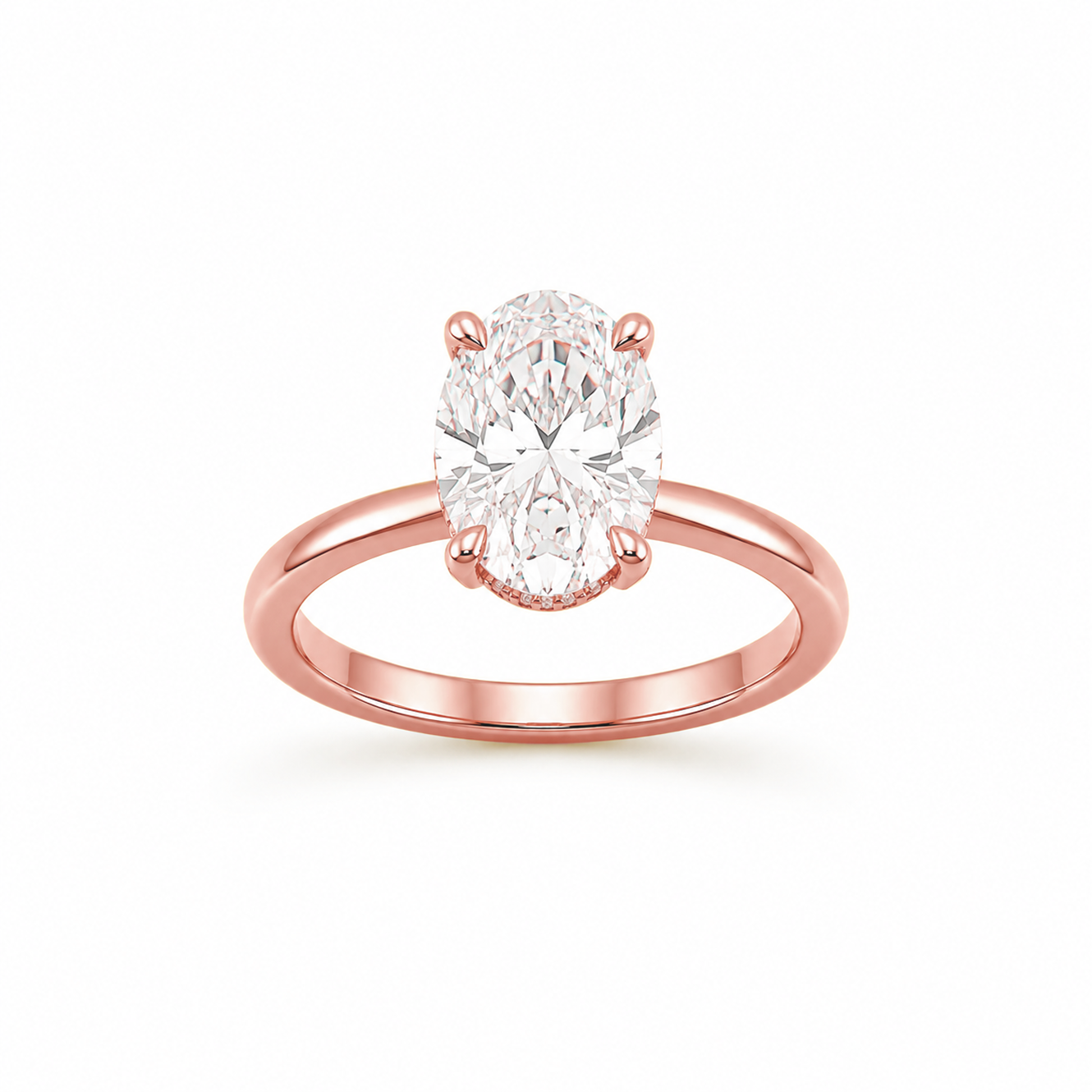 Oval Cut Solitaire Engagement Ring in 18K Gold, Lab-Grown Diamond