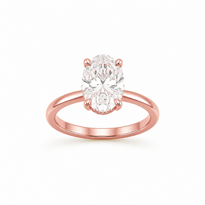 Oval Cut Solitaire Engagement Ring in 18K Gold, Lab-Grown Diamond