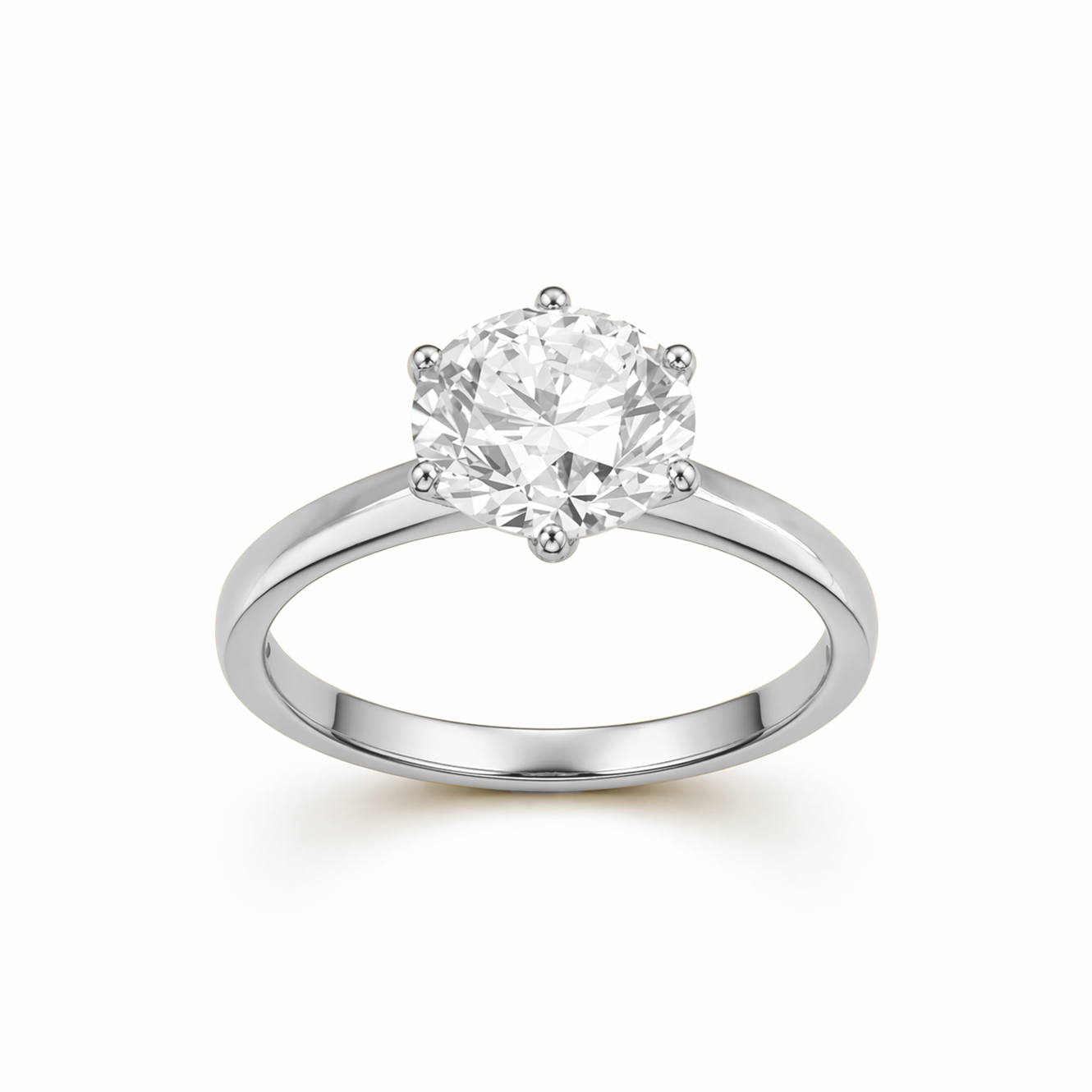Round Cut Solitaire Engagement Ring in 18K Gold, Lab-Grown Diamond