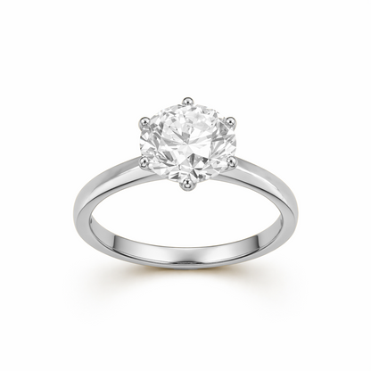 Round Cut Solitaire Engagement Ring in 18K Gold, Lab-Grown Diamond